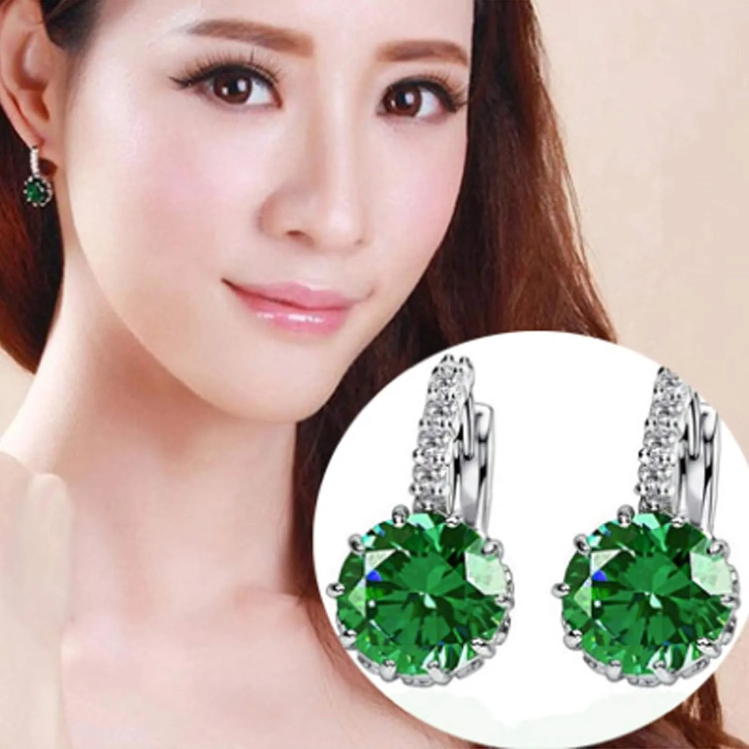 Earring Hoop Stud Drop & Dangle, Women Round Cubic Zirconia Inlaid Huggie Hoop Earings Piercing Jewelry Gift for Women Teen Girls Birthday Christmas Friends Gift