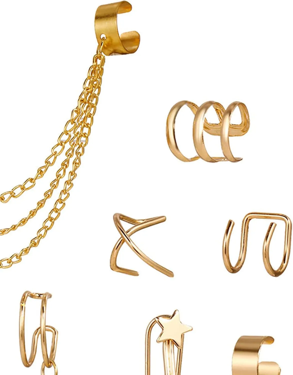 Earrings for Women, 5Pcs/Set or 7Pcs/Set Earrings Fashion Wrap Design Metal No Piercing Clips Ear Cuffs for Women