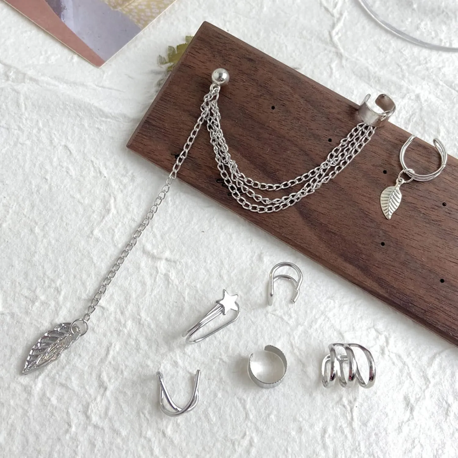 Earrings for Women, 5Pcs/Set or 7Pcs/Set Earrings Fashion Wrap Design Metal No Piercing Clips Ear Cuffs for Women