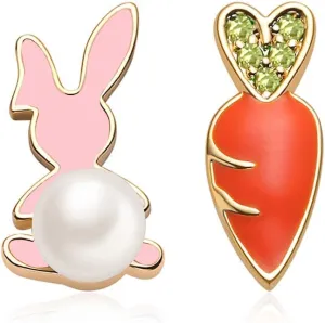 Easter Earrings Rabbit Bunny Carrot Stud Earrings Funny Earring