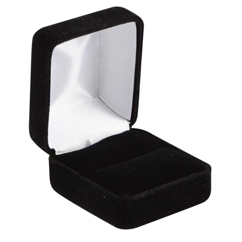 Echan Couple's Black Ceramic Wedding Band Set And Brush Center - 4mm - 12mm