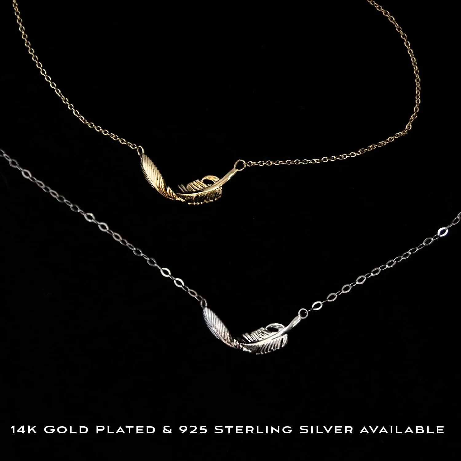 EFYTAL Friend Gifts for Women, Sterling Silver or Gold Plated Feather Friendship Necklace, Retirement Gifts for Women, Coworker Leaving Gifts, Long Distance Relationship
