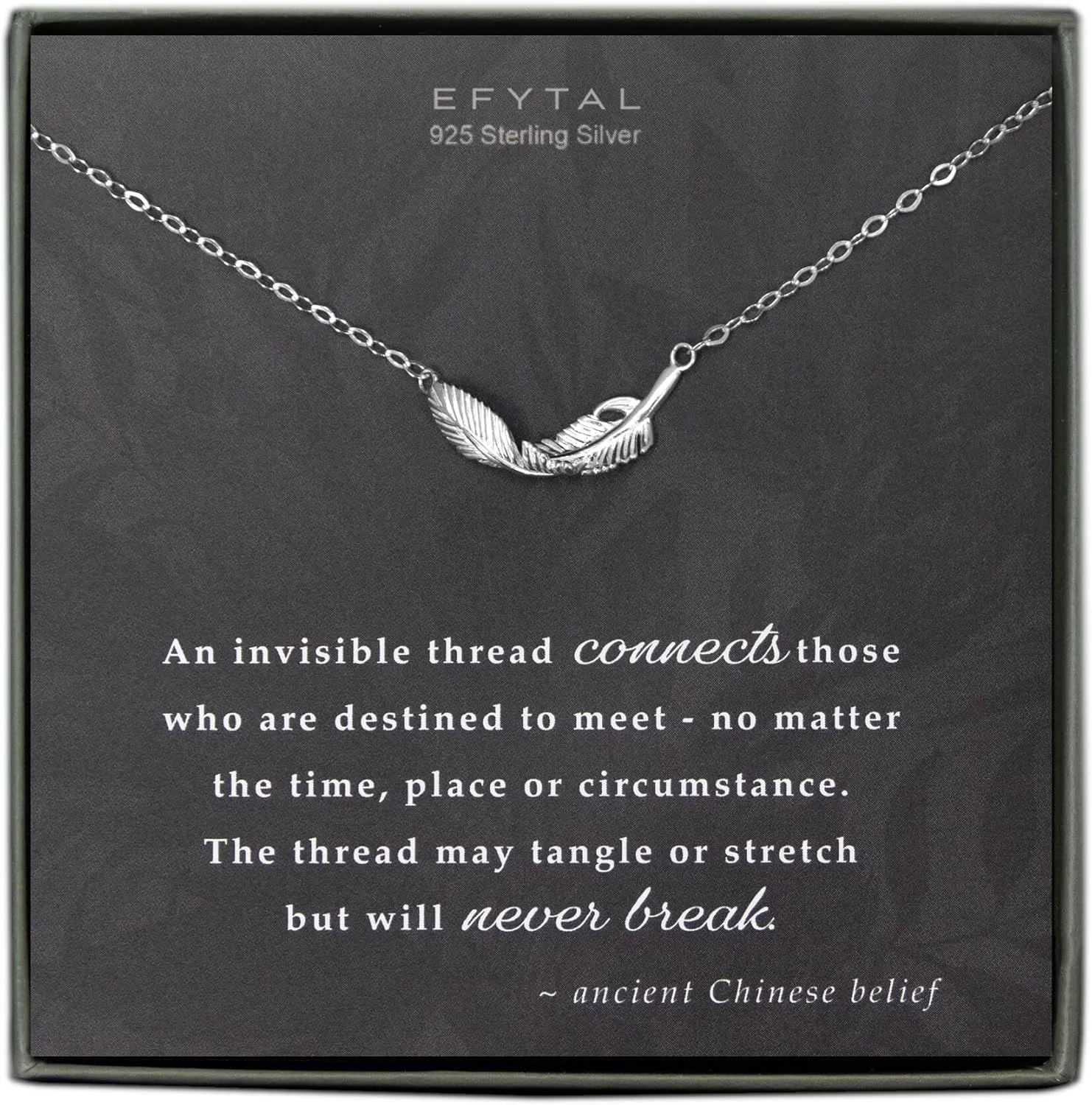 EFYTAL Friend Gifts for Women, Sterling Silver or Gold Plated Feather Friendship Necklace, Retirement Gifts for Women, Coworker Leaving Gifts, Long Distance Relationship