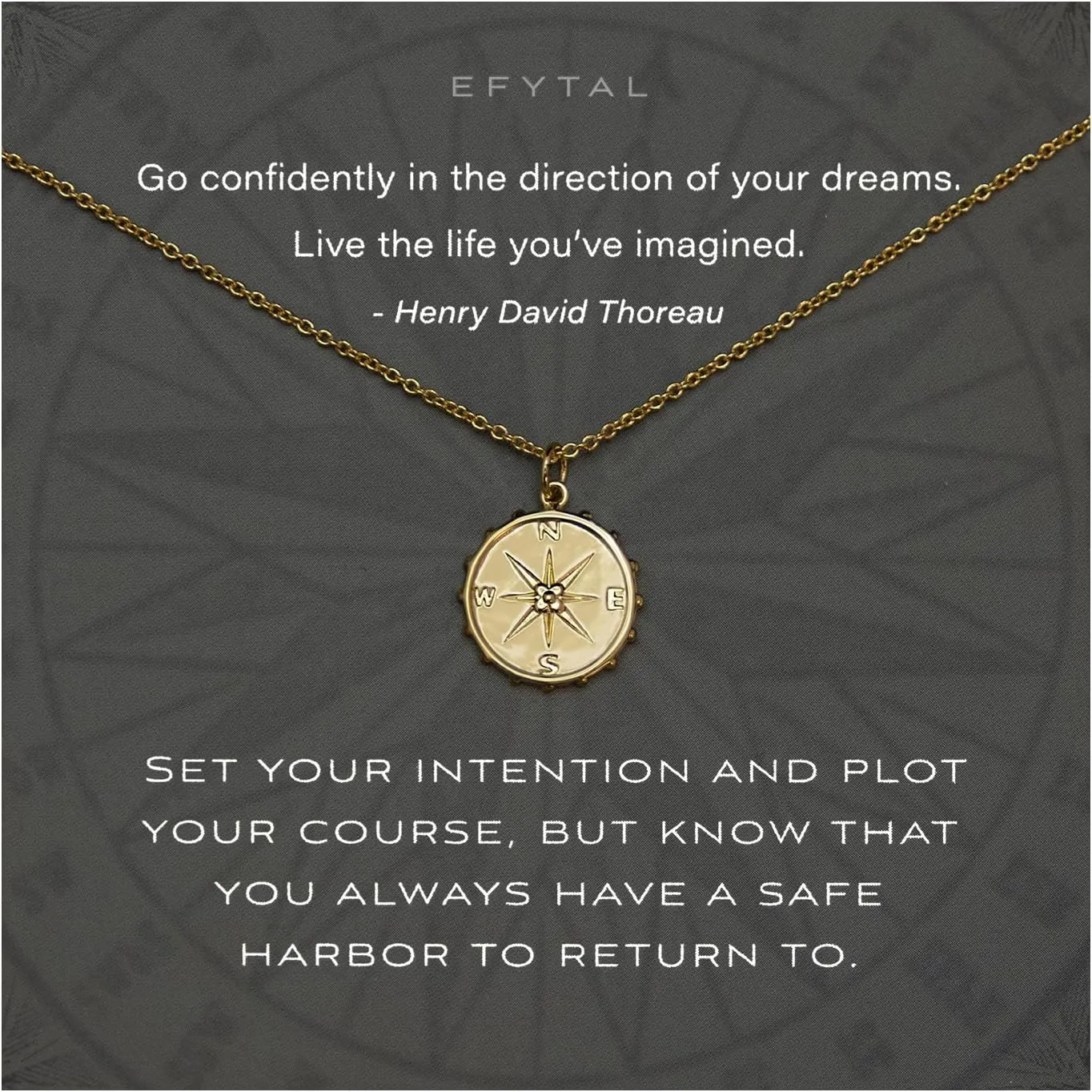 EFYTAL Graduation Necklace for Her, Sterling Silver or Gold Plated Studded Compass for Women, Inspirational Daughter Gift, Friendship Necklace, Unique New Job Gift