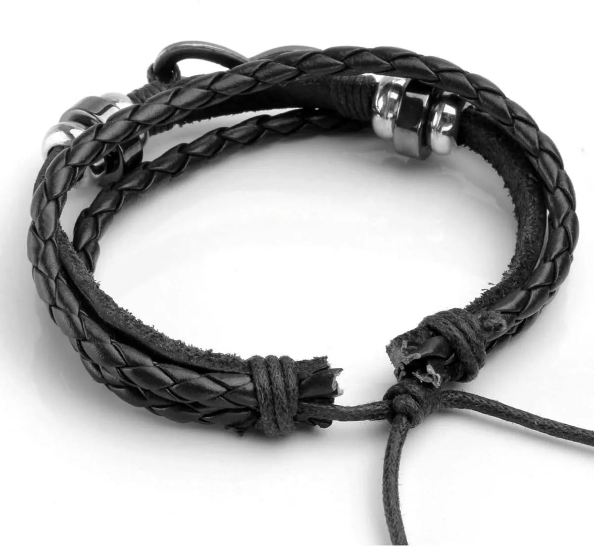 Eigso 6 Pcs Leather Bracelet Braided Wide Wristband Women Men Punk Rock Jewelry Skull
