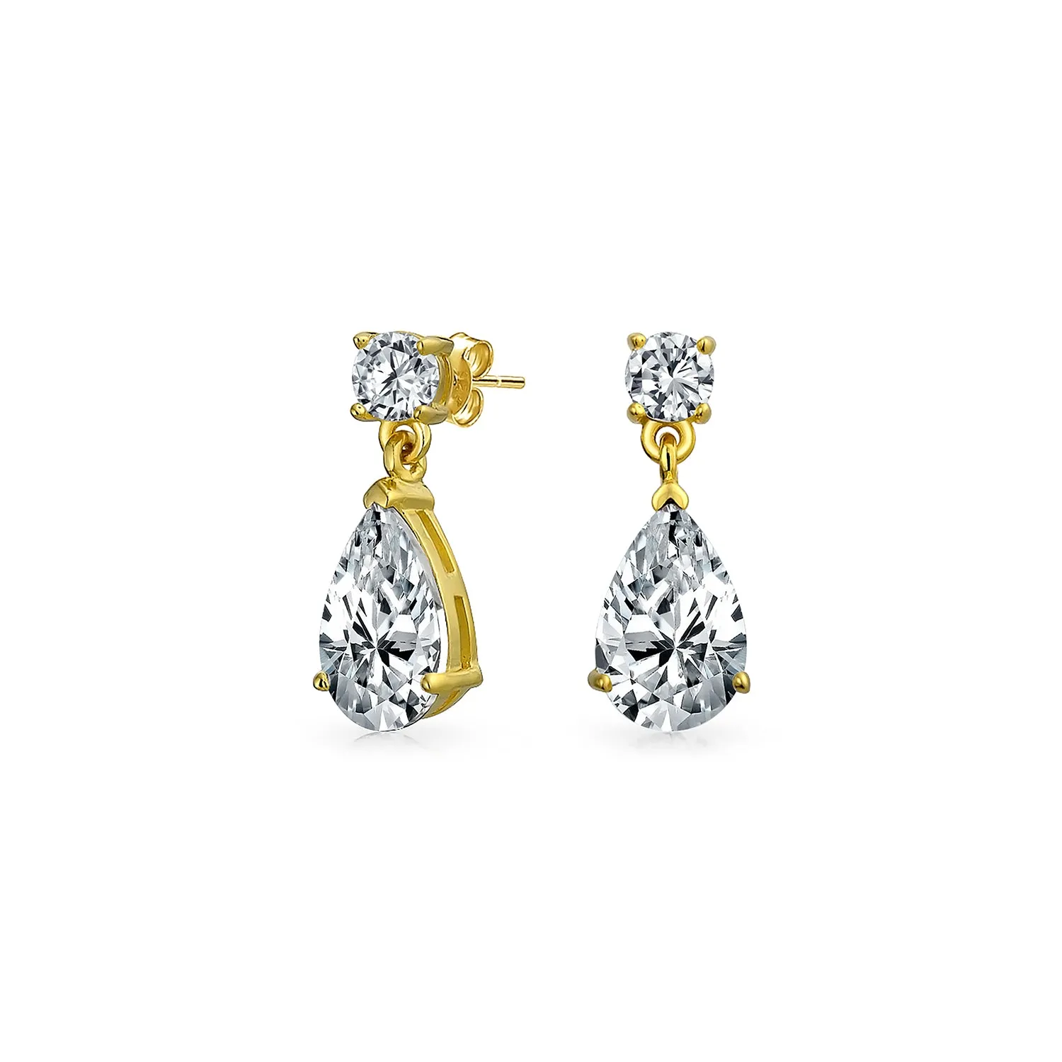 Elegant Bridal Dangle Chandelier Earrings with Cubic Zirconia Teardrop Pears