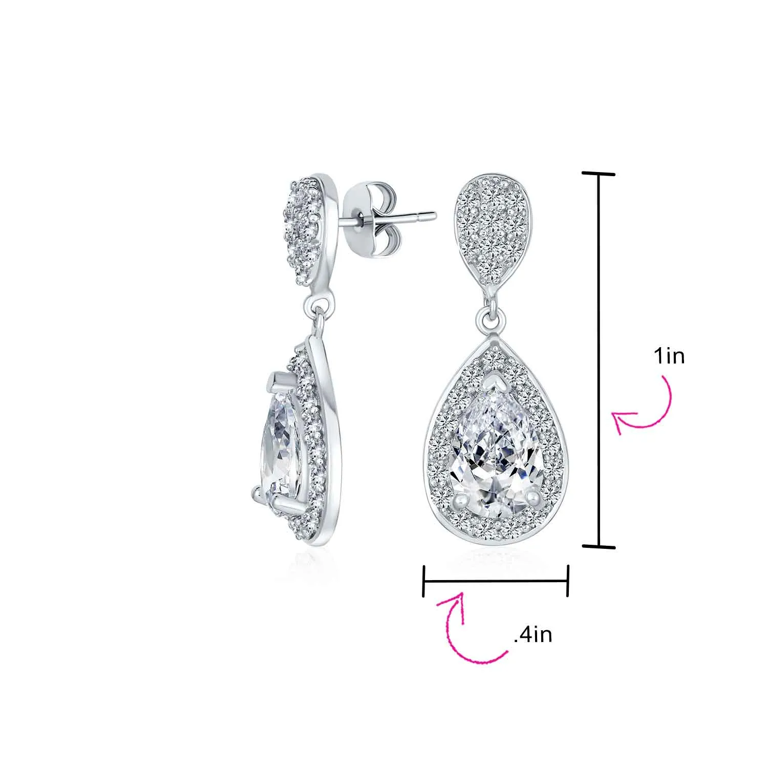 Elegant Bridal Dangle Chandelier Earrings with Cubic Zirconia Teardrop Pears