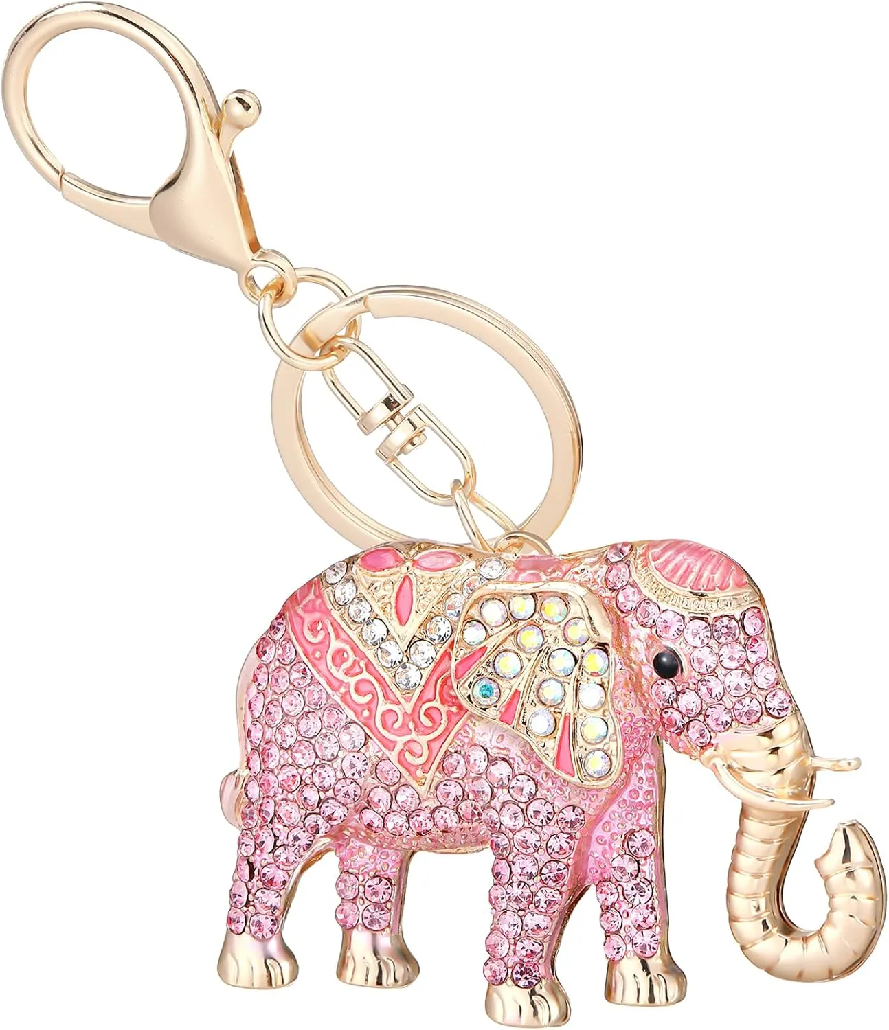 Elephant Keychain Diamond Rhinestone Fly Elephant Keyring Charm Gift for Women Men Purse
