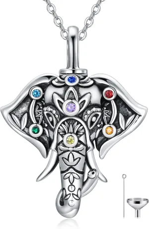 Elephant Necklace for Women 925 Sterling Silver Elephant Head Pendant with 7 Chakra Lucky Elephants Jewelry Christmas Mothers Day Birthday Gifts