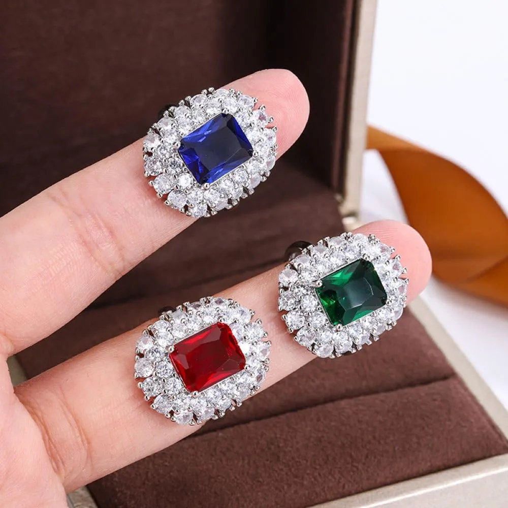 Emerald ruby sapphire ring 925 sterling silver Heart ring Wedding ring Engagement ring Cocktail Ring Shiny fashion ring for women cubic zircon oxide ring women jewelry rings statement