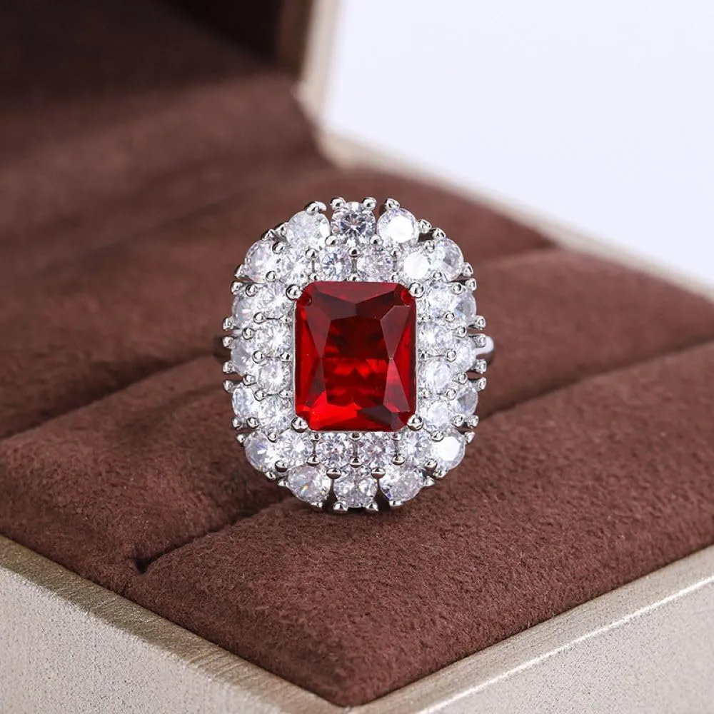 Emerald ruby sapphire ring 925 sterling silver Heart ring Wedding ring Engagement ring Cocktail Ring Shiny fashion ring for women cubic zircon oxide ring women jewelry rings statement