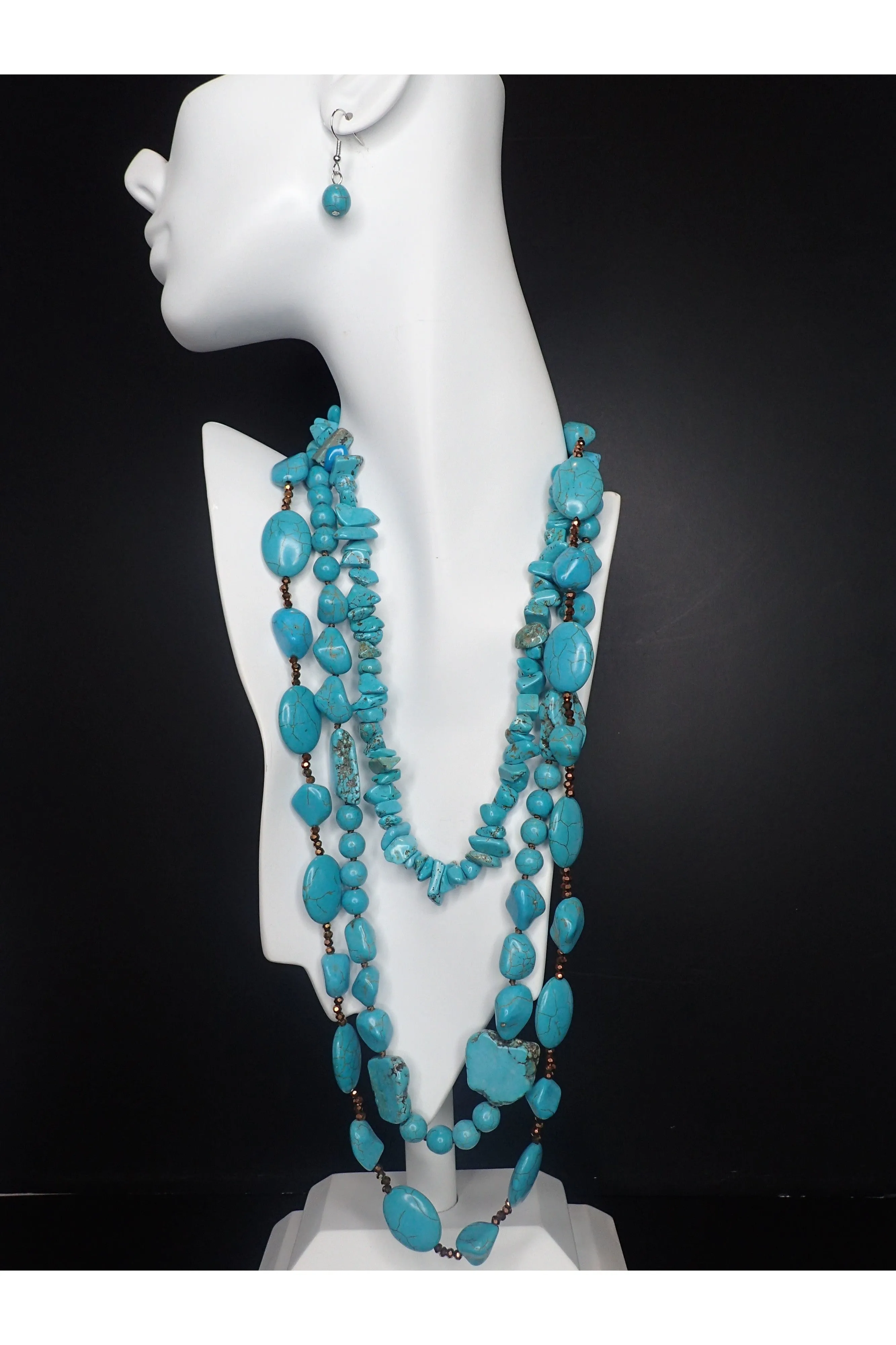 Emma Turquoise And Copper Stretch Cross Bracelet