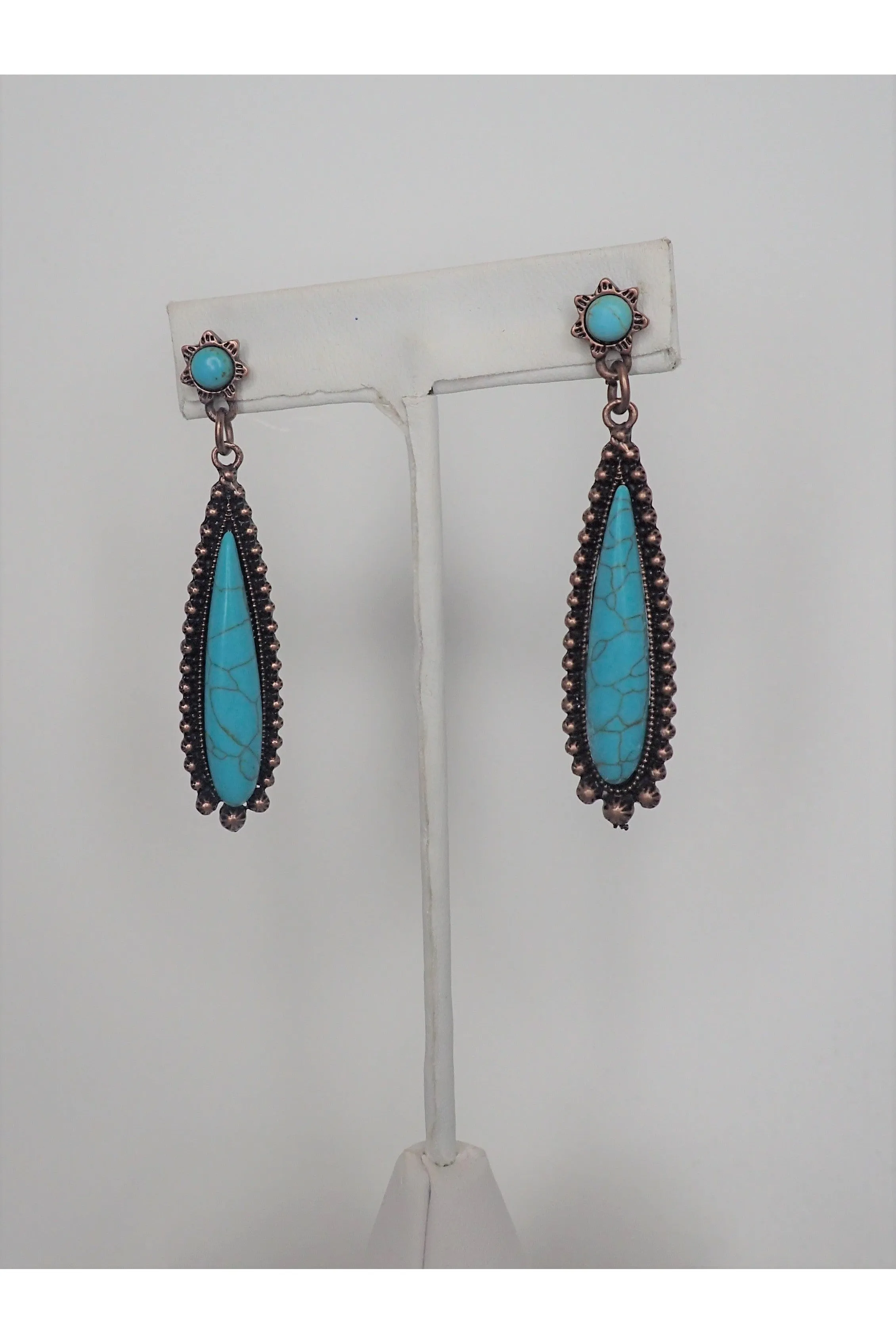 Emma Turquoise And Copper Stretch Cross Bracelet