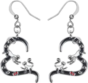 Enamel Alloy Cute Double Monkey Earrings Heart Drop Dangle Fashion Jewelry Birthday Mothers Day Gifts for Women