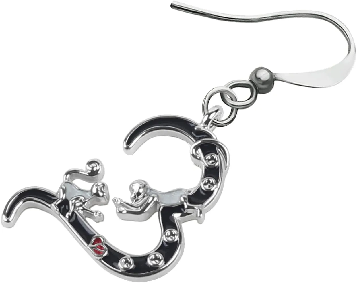 Enamel Alloy Cute Double Monkey Earrings Heart Drop Dangle Fashion Jewelry Birthday Mothers Day Gifts for Women
