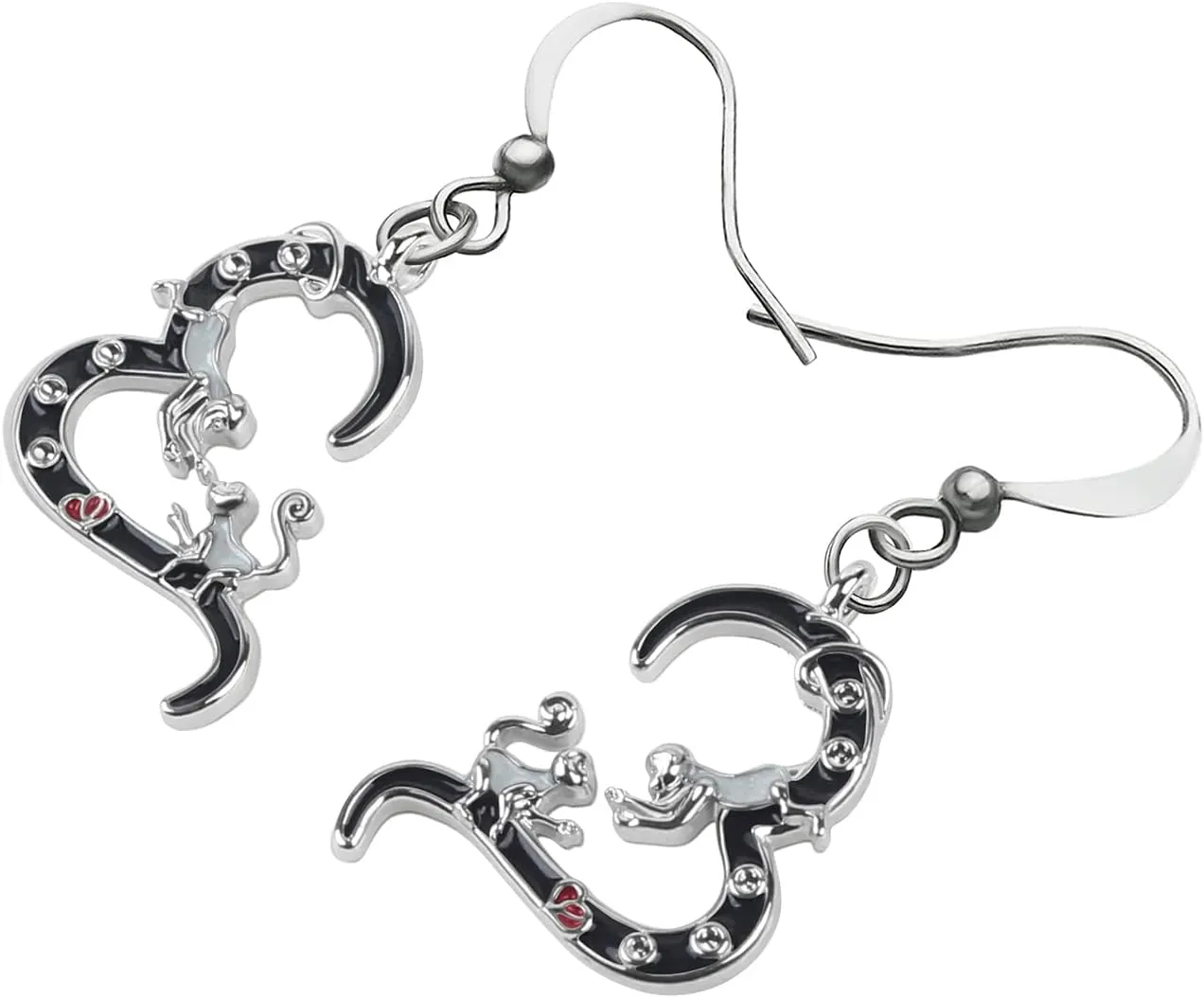 Enamel Alloy Cute Double Monkey Earrings Heart Drop Dangle Fashion Jewelry Birthday Mothers Day Gifts for Women