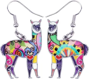Enamel Alloy South America Alpaca Earrings Dangle Llama Gifts Fashion Jewelry for Women Animal Charms