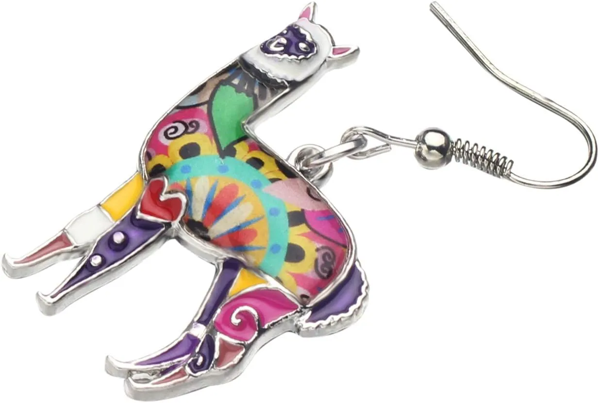 Enamel Alloy South America Alpaca Earrings Dangle Llama Gifts Fashion Jewelry for Women Animal Charms