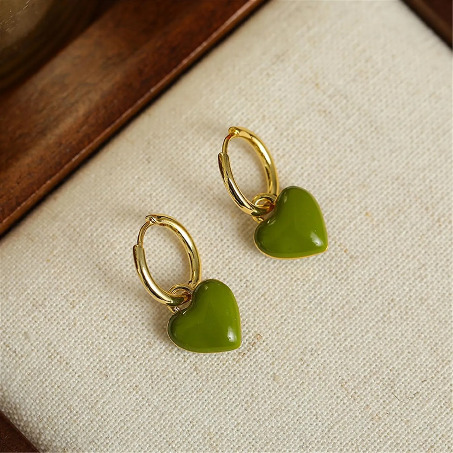 Enamel Heart Small Huggie Hoop Earrings Gold Plated Dainty Charm Colorful Chunky Red Love Hearts Dangle Drop Earrings for Women Minimalist Valentines Day Birthday Christmas Party Fashion Jewelry Gifts