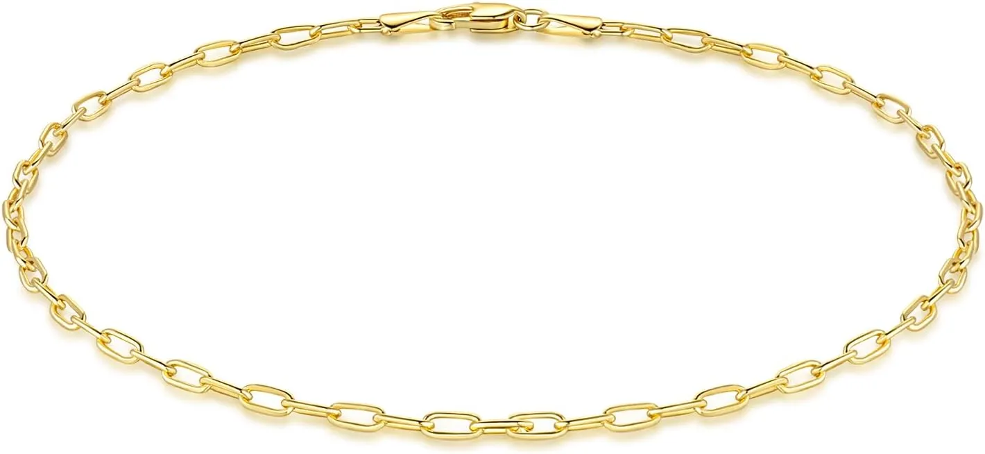 ERIN MARIE Gold Anklet for Women 14K Gold Ankle Bracelets Simple Beach Jewelry Anklets 2.5 mm Gifts for Women 9?? 10?? 11??