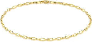 ERIN MARIE Gold Anklet for Women 14K Gold Ankle Bracelets Simple Beach Jewelry Anklets 2.5 mm Gifts for Women 9?? 10?? 11??