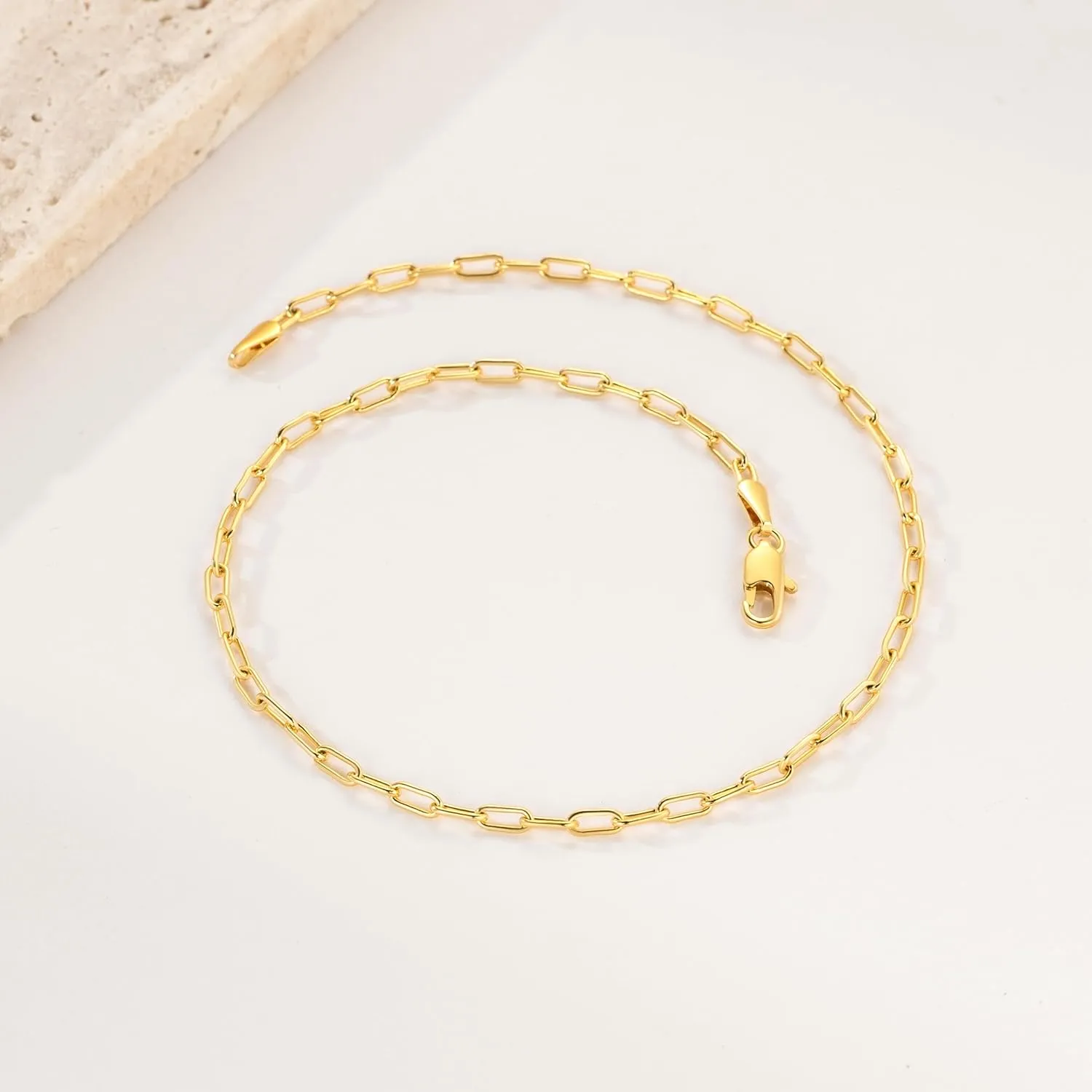 ERIN MARIE Gold Anklet for Women 14K Gold Ankle Bracelets Simple Beach Jewelry Anklets 2.5 mm Gifts for Women 9?? 10?? 11??