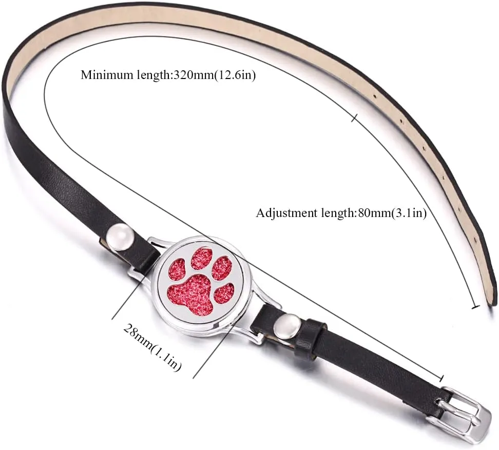 Essential Oil Diffuser Bracelet Black Leather Band Jewelry Unique Gift for Women, Girls at Birthday and Christmas Inexpensive Gifts for Friends Coworker XL080-21