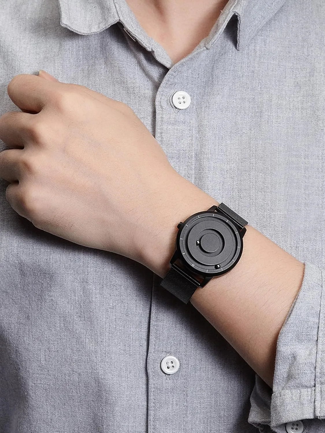 EUTOUR Magnetic Bead Analog Watch - Stainless Steel Strap and Unique Pointer Design, Unisex Magnetic Watches, Super Strong Magnetic Drive Men's Watch