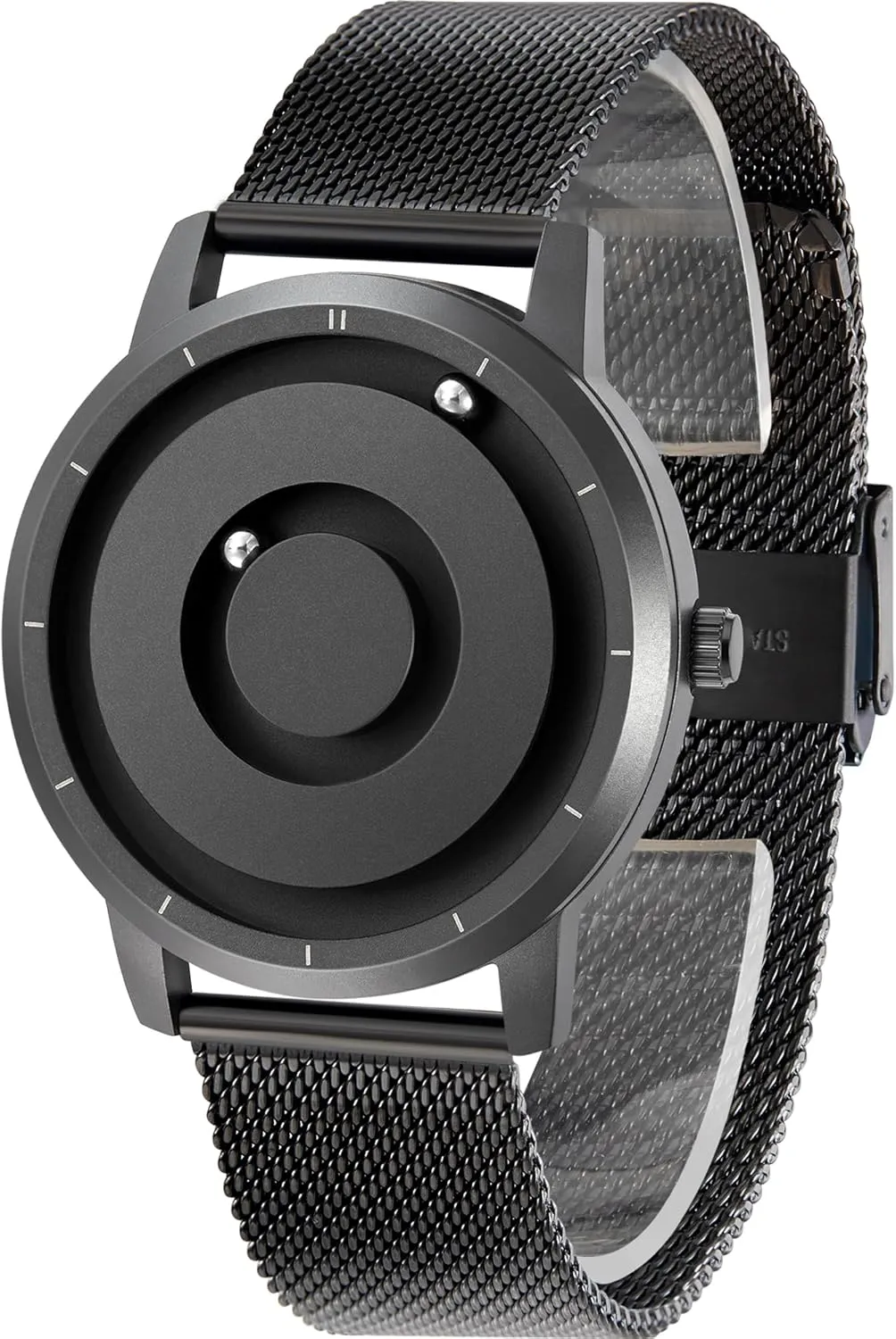 EUTOUR Magnetic Bead Analog Watch - Stainless Steel Strap and Unique Pointer Design, Unisex Magnetic Watches, Super Strong Magnetic Drive Men's Watch