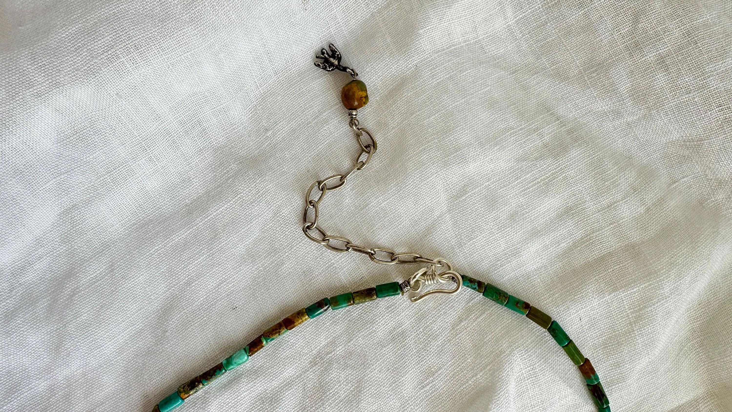 Eye Milagro Pendant Turquoise Necklace. Mexico. American Turquoise. Sterling Silver. 2370