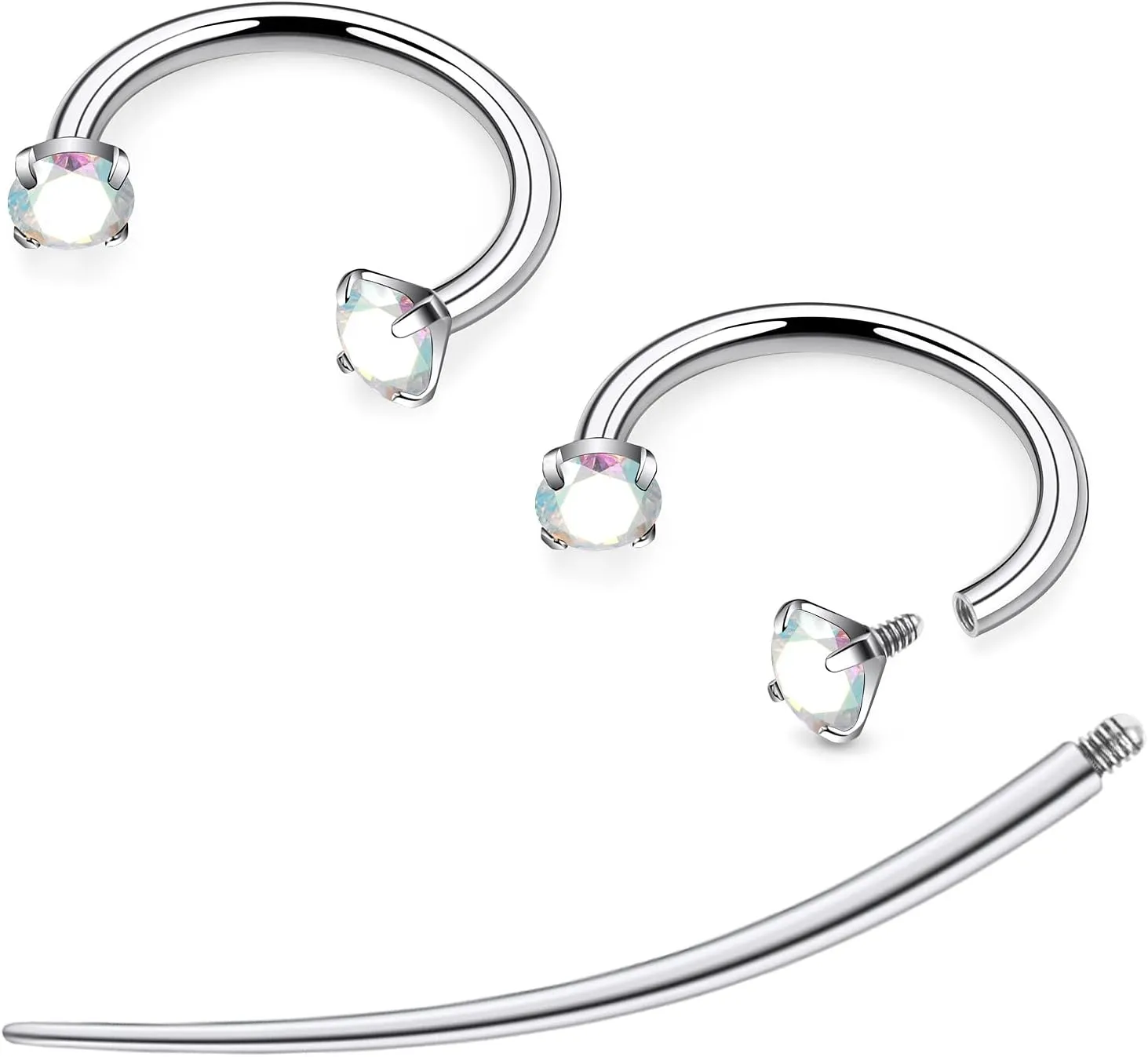 F136 Titanium 16g 8/10mm 10 Colors CZ Horseshoe Septum Lip Rings Cartilage Piercings Jewelry Forward Helix Tragus Daith Earrings for Women Men