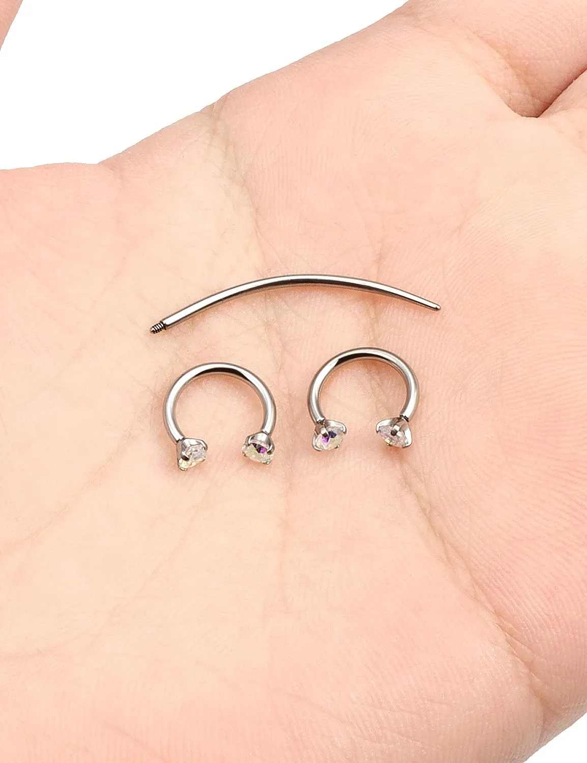 F136 Titanium 16g 8/10mm 10 Colors CZ Horseshoe Septum Lip Rings Cartilage Piercings Jewelry Forward Helix Tragus Daith Earrings for Women Men
