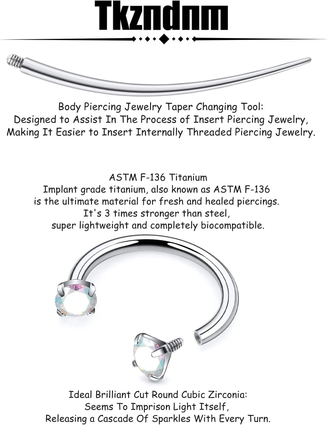 F136 Titanium 16g 8/10mm 10 Colors CZ Horseshoe Septum Lip Rings Cartilage Piercings Jewelry Forward Helix Tragus Daith Earrings for Women Men