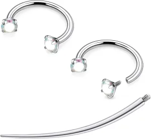F136 Titanium 16g 8/10mm 10 Colors CZ Horseshoe Septum Lip Rings Cartilage Piercings Jewelry Forward Helix Tragus Daith Earrings for Women Men