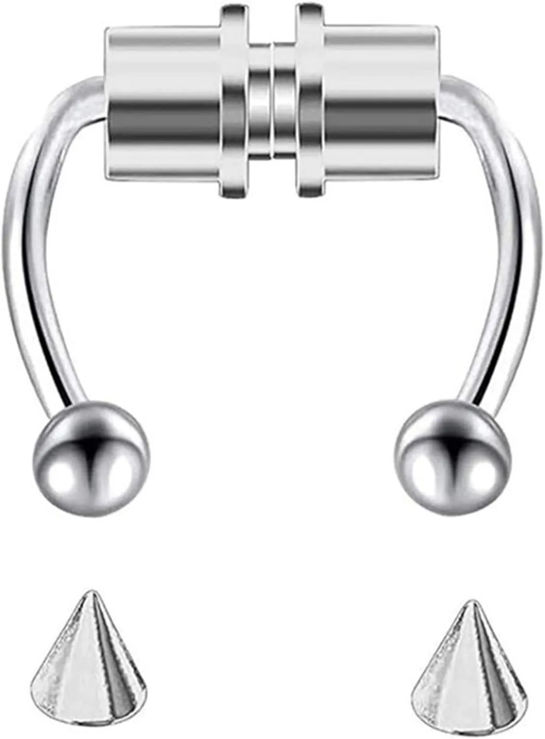 Fake Nose Ring Hoop Septum Nose Ring Horseshoe Stainless Steel Faux Fake Nose Septum Rings Non-Pierced Clip On Nose Hoop Rings