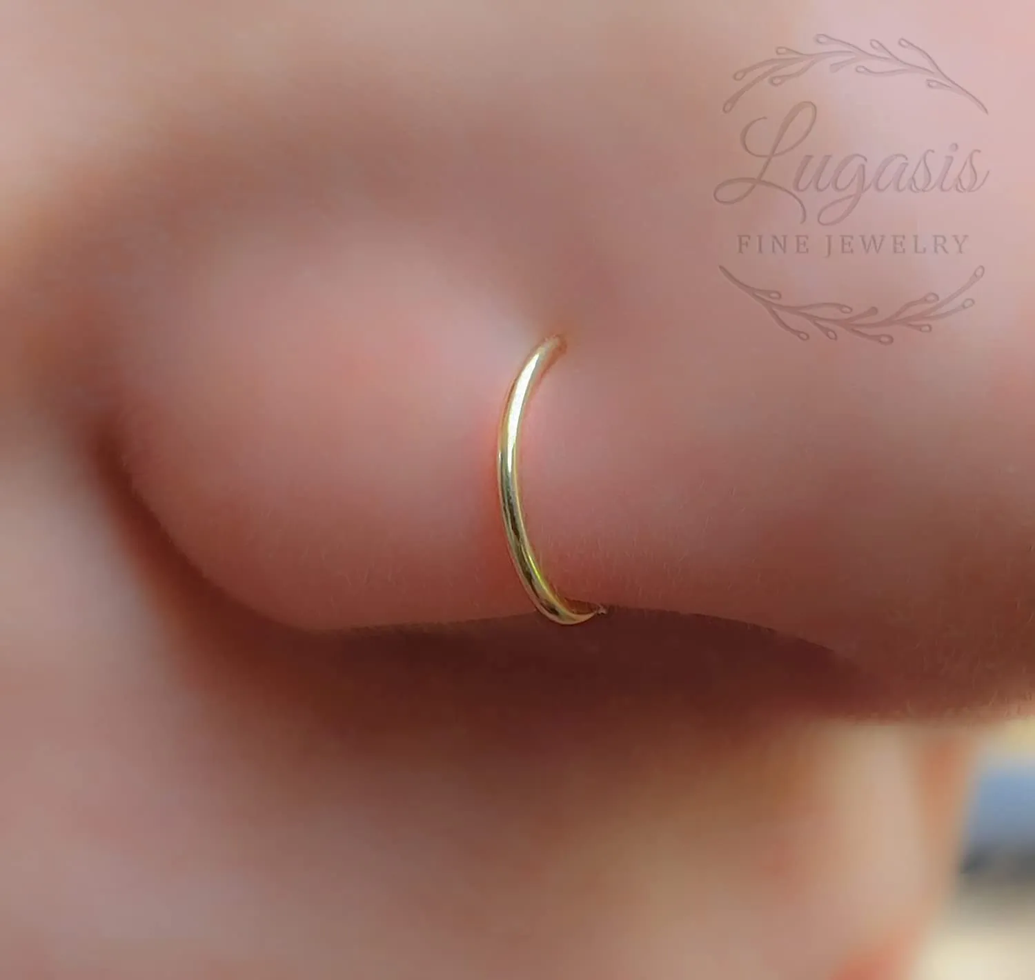 Fake Nose Ring - Thin Tiny 20 Gauge 7mm Faux Nose Piercing For Women - 14k Gold Filled Clip on Nose Hoop Rings Jewelry - No Piercing Needed - Gift Ready