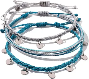 FANCY SHINY String Ankle Bracelets Waterproof Rope Anklets Braided Beach Boho Coin Anklets Cute Friendship Foot Jewelry for Women
