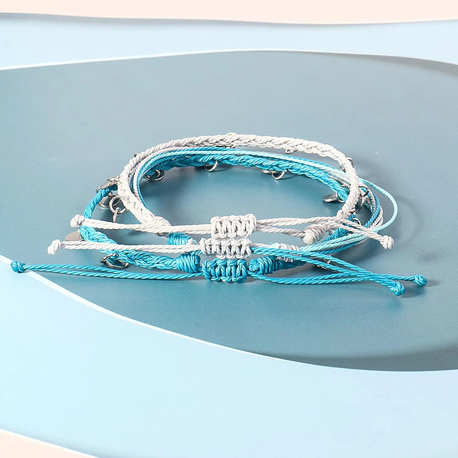 FANCY SHINY String Ankle Bracelets Waterproof Rope Anklets Braided Beach Boho Coin Anklets Cute Friendship Foot Jewelry for Women