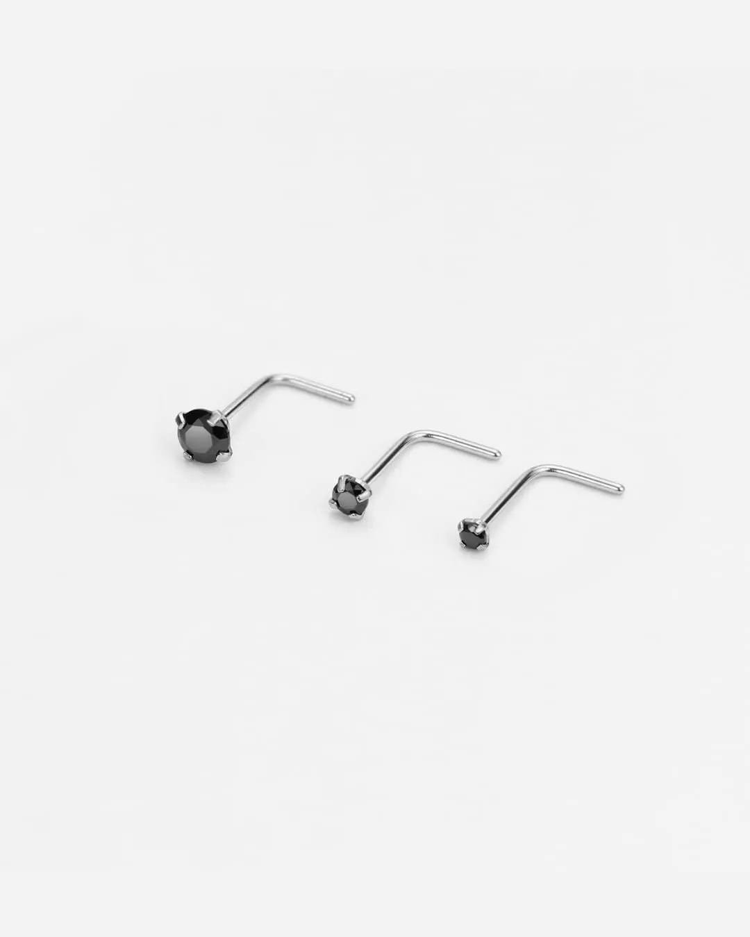 FANSING 3pcs C-Shaped Nose Rings and 3pcs Different Sizes CZ L-Shaped Nose Studs