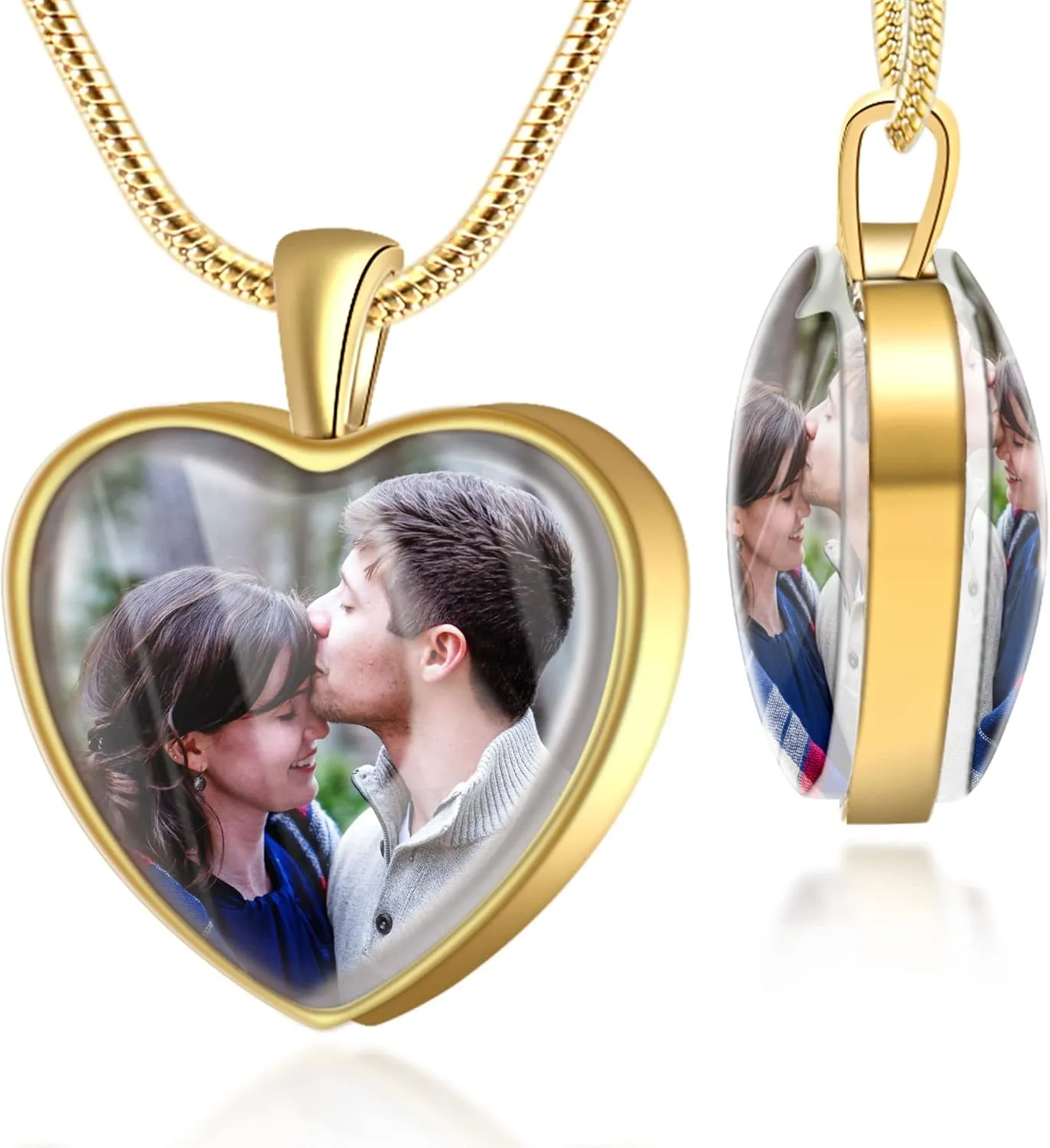 Farfume Personalized Photo Necklace Custom 2 Pictures Jewelry Beautiful Pendant Hold Pictures for Women/Men