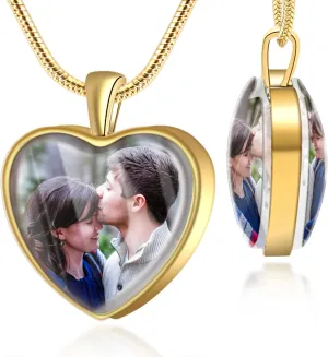 Farfume Personalized Photo Necklace Custom 2 Pictures Jewelry Beautiful Pendant Hold Pictures for Women/Men