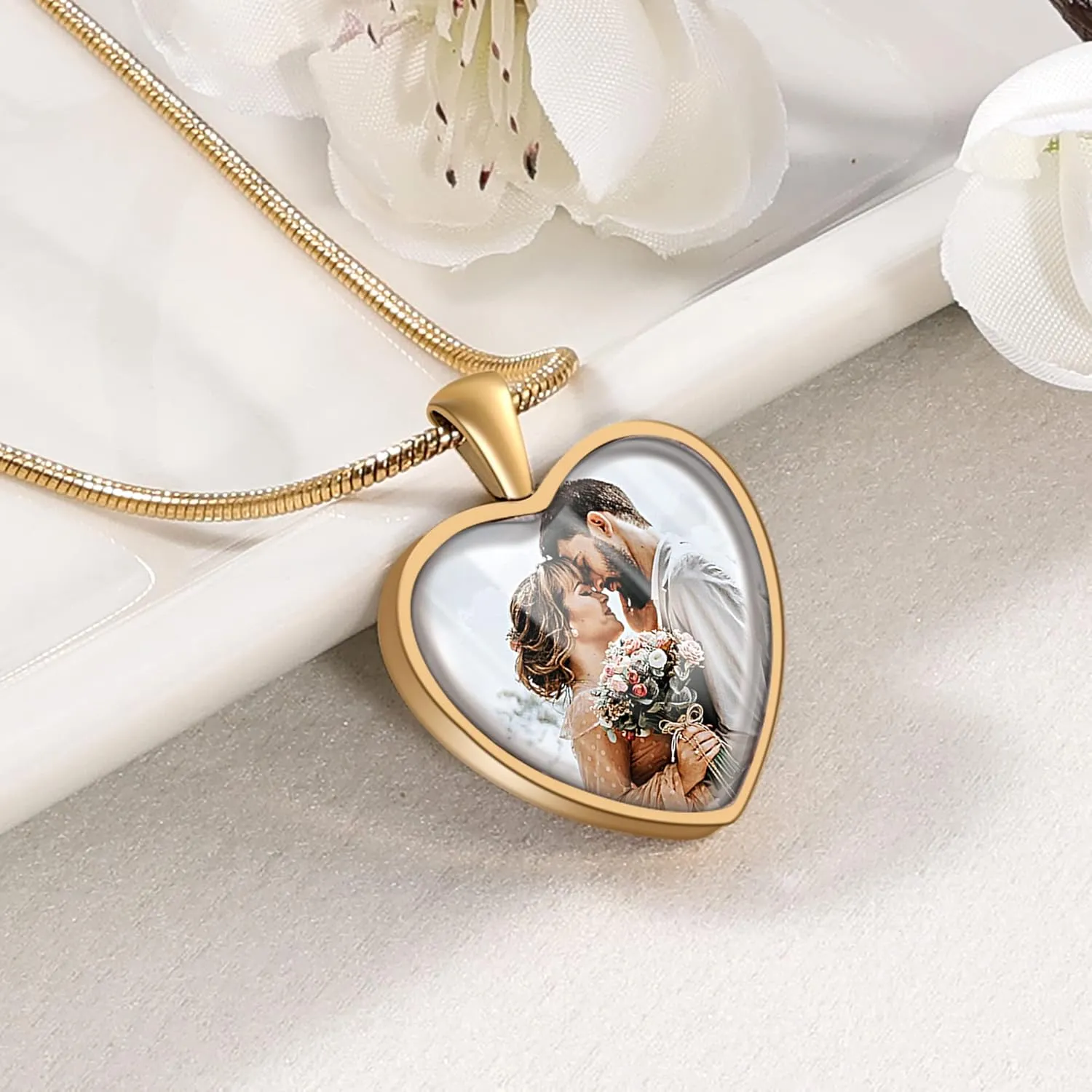 Farfume Personalized Photo Necklace Custom 2 Pictures Jewelry Beautiful Pendant Hold Pictures for Women/Men