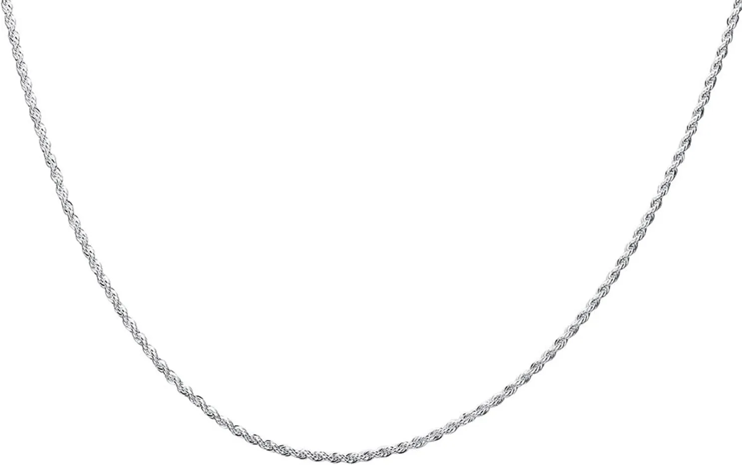 Fashion 925 Jewelry Classic 2mm/3mm/4mm Distort Rope Beautiful Sterling Silver Necklace Chain (2MM, 24 Inches)