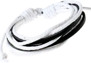 Fashion Decoration Bracelets Leather Bracelet Men's Leather Bracelet Braided Adjustable Punk Genuine Leather Charm Simplicity Rope Multilayer Black White Leather Bracelets Clothing Accessories