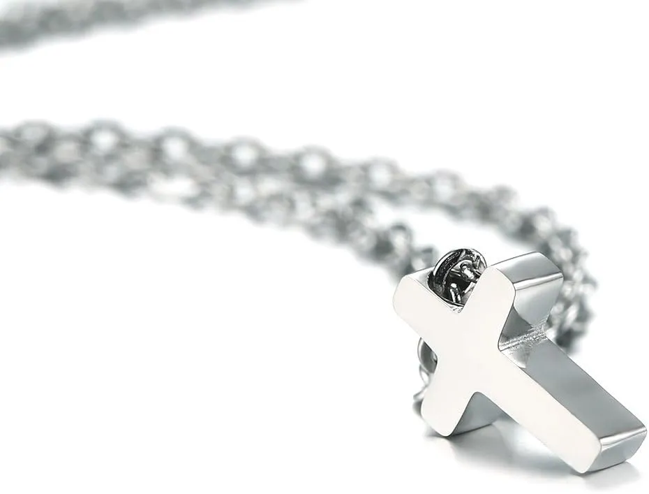 Fashion Jewelry Rose Gold Plated Cross Titanium Steel Ladies Necklace Gift Tiny Cross for Women