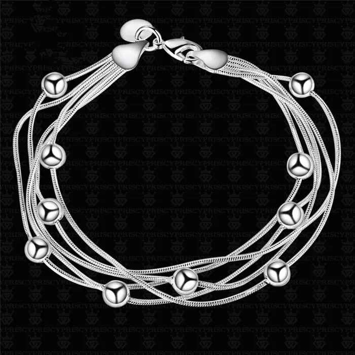 Fashion Silver Beads chain bracelet women lady gift
