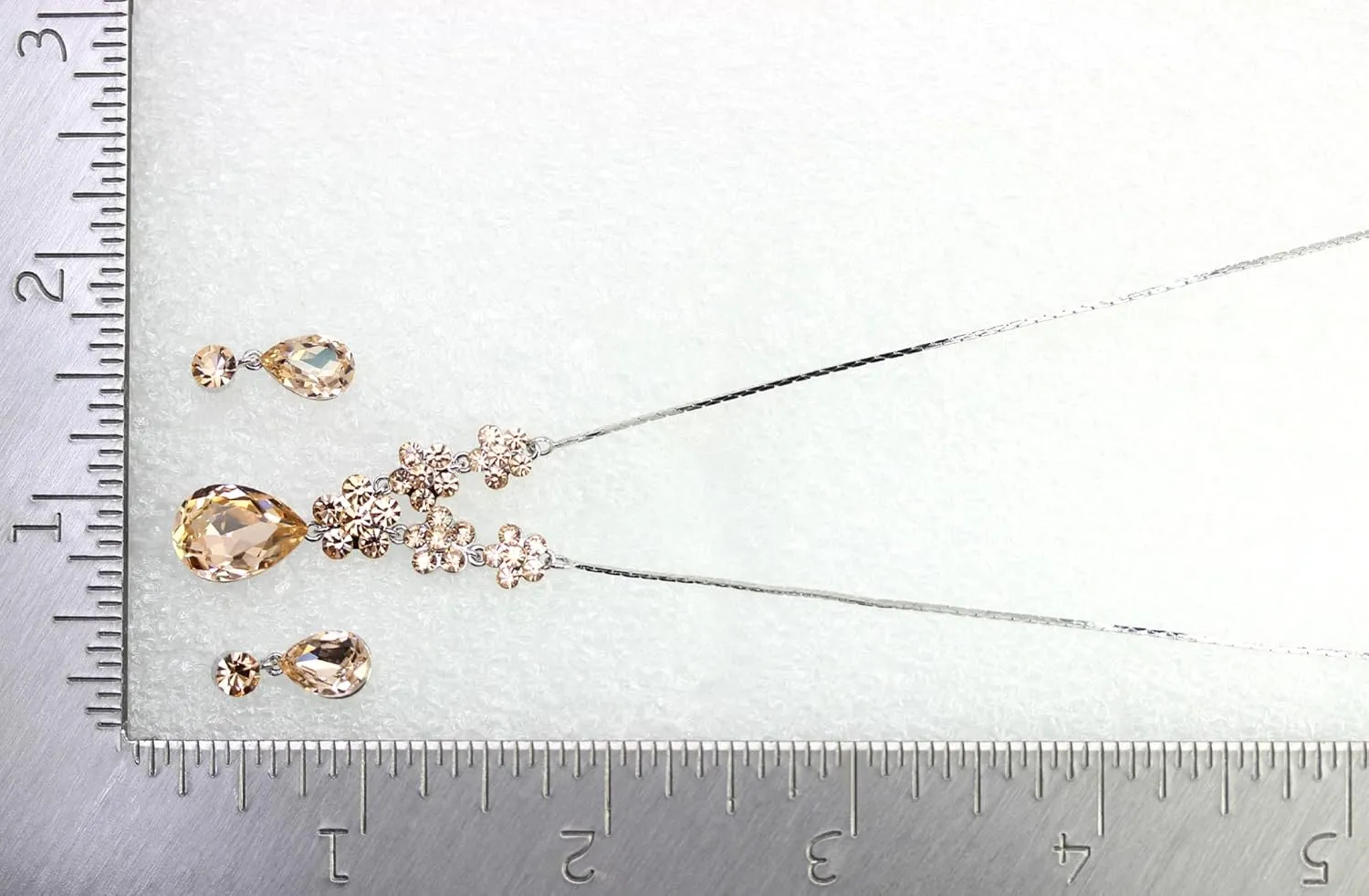 Faship Gorgeous Rhinestone Crystal Floral Necklace Earrings Set