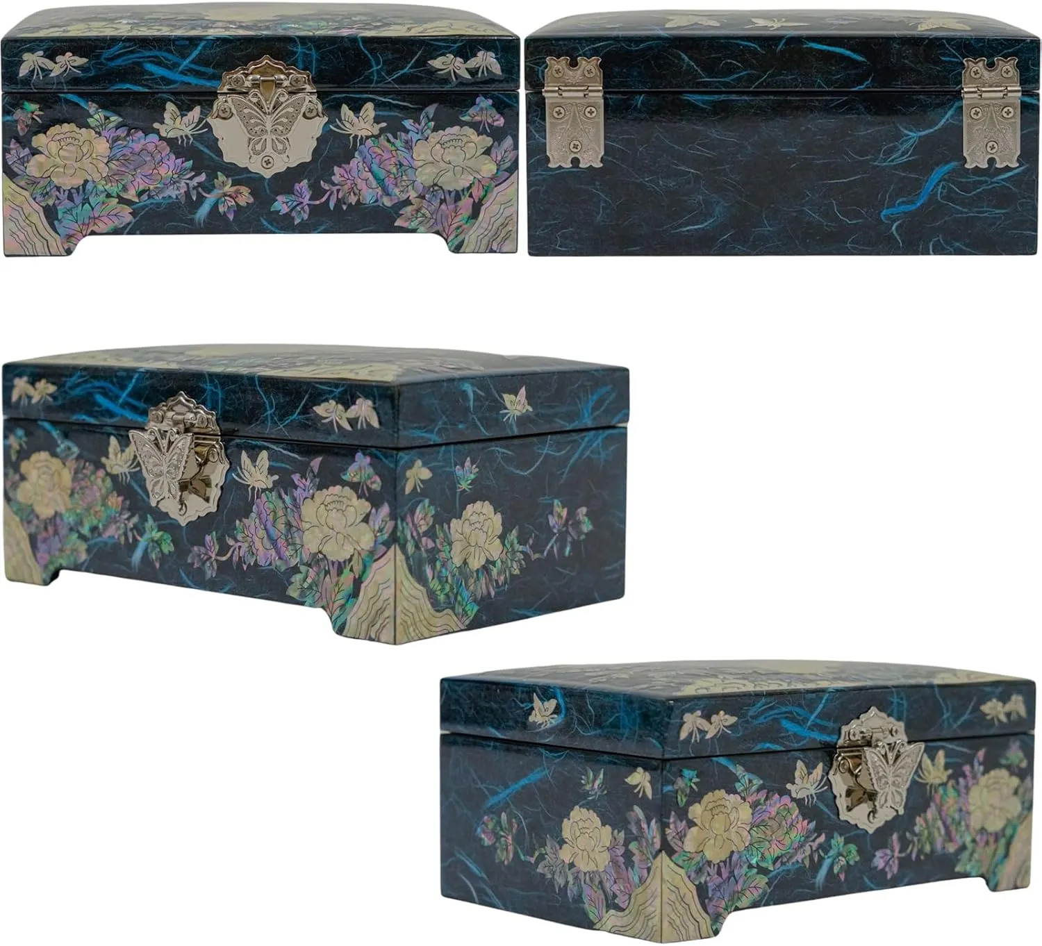 February Mountain Mother of Pearl Jewelry Organizer Box with Ring Tray - Gifts for Women Unique gift for women who have everything