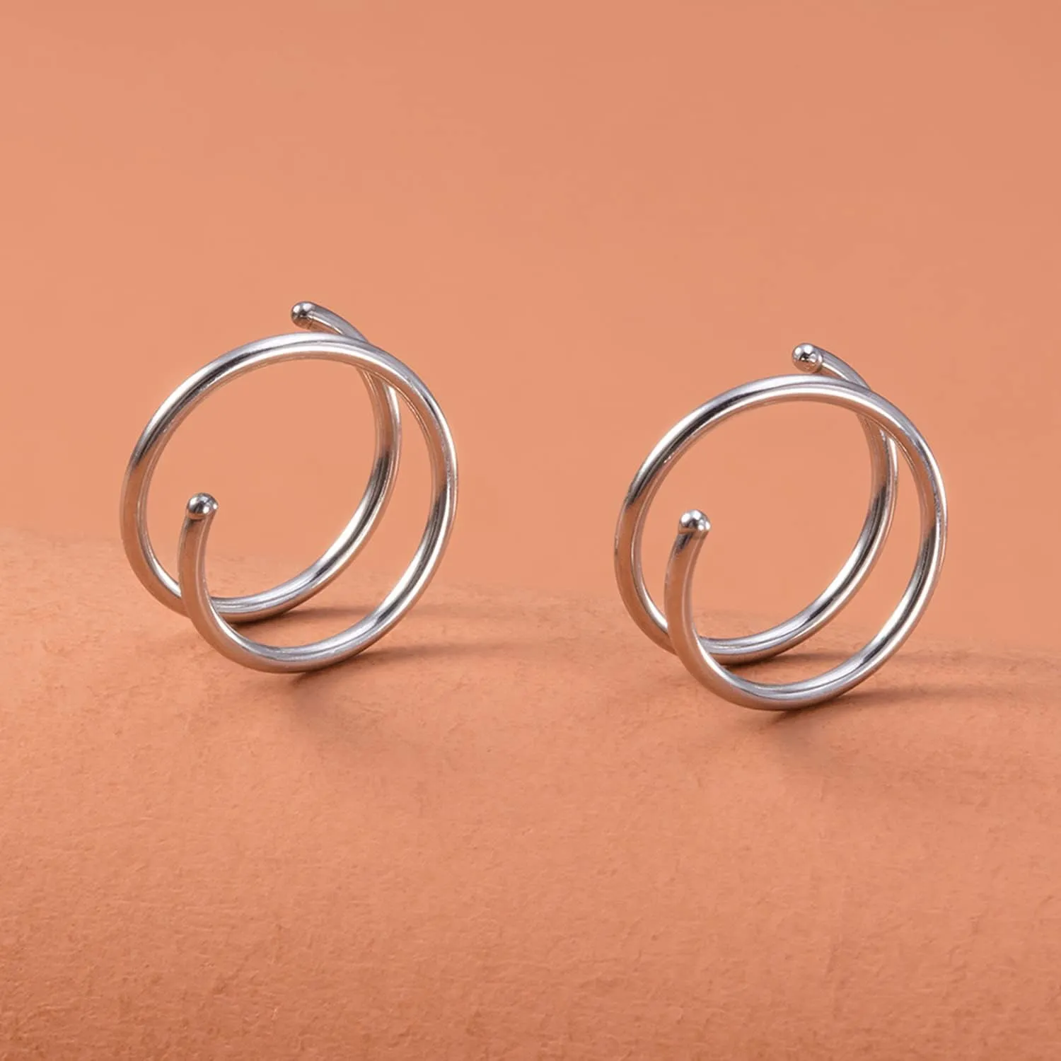 FECTAS Double Hoop Nose Ring for Single Piercing 20 Gauge Spiral Nose Ring Hoop Stainless Steel 6PCS Nostril Piercing Hoop Body Jewelry