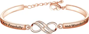 FEELMEM Religious Jewelry Baptism Gift You are Beautiful for You are Fearfully and Wonderfully Made Infinity Bracelet Psalm 139:14 Gift